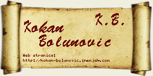 Kokan Bolunović vizit kartica